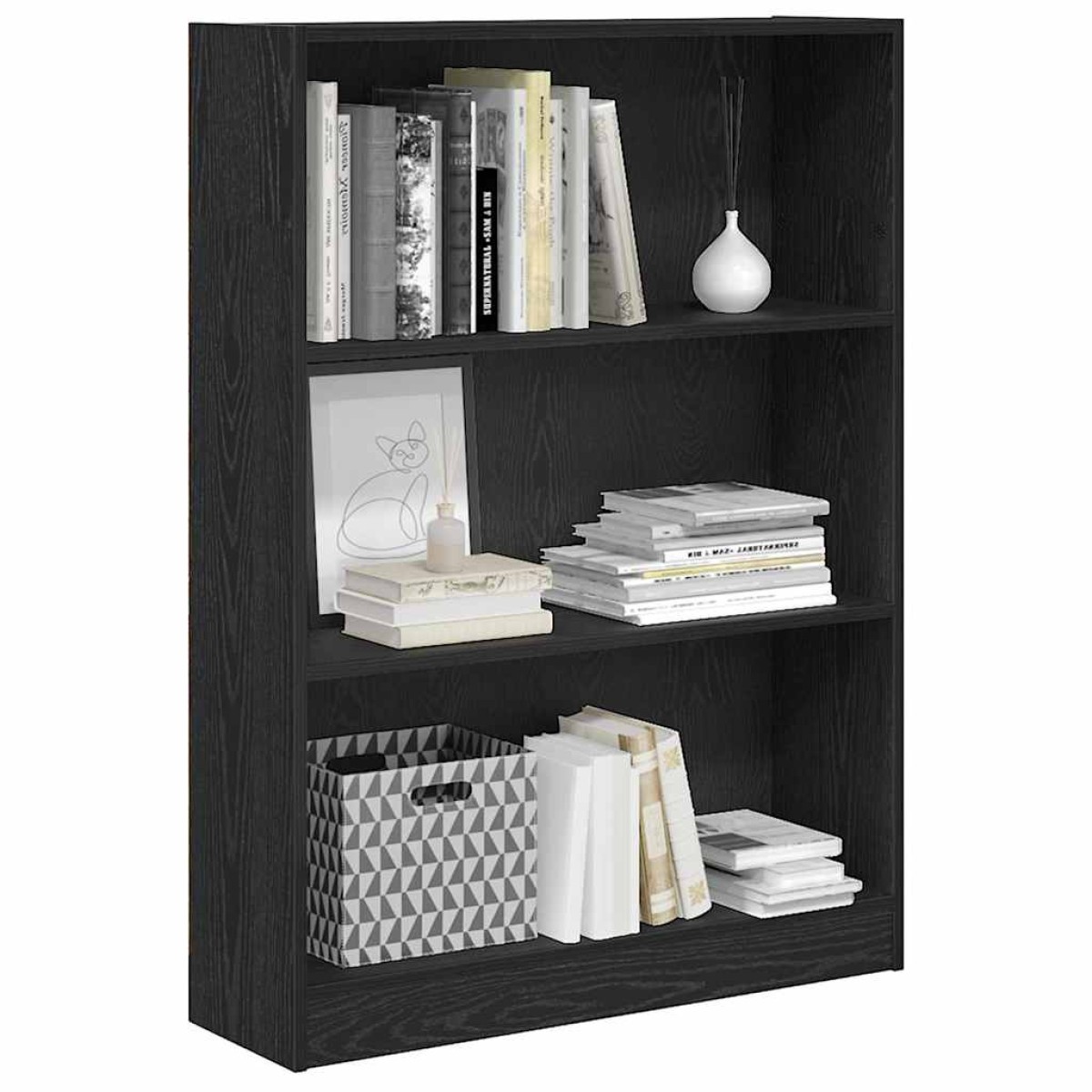 vidaXL Ράφι Βιβλίων 80 x 24 x 109 εκ. Επεξεργασμένο Ξύλο Μαύρη Οξυά
