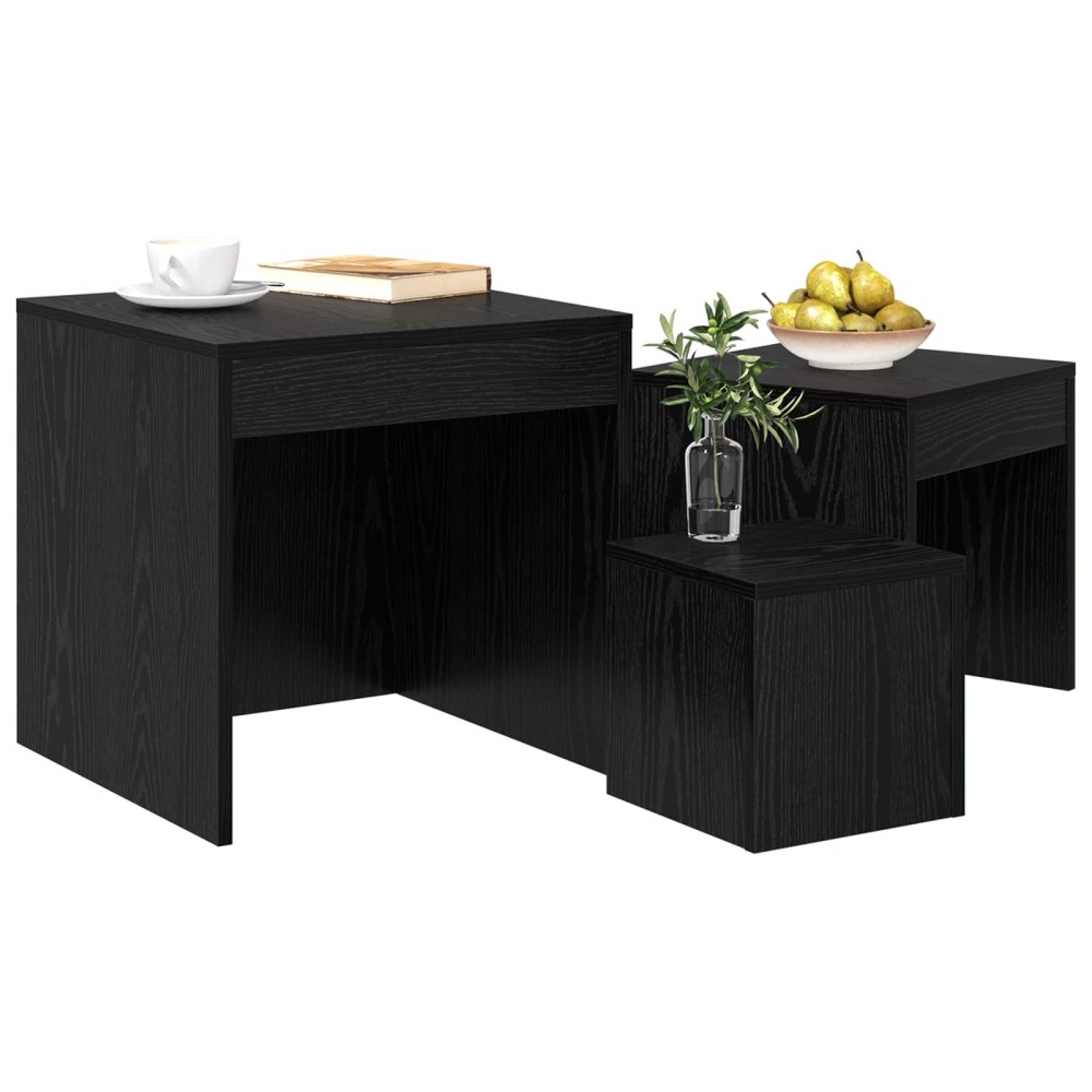 vidaXL Τραπεζάκι σαλονιού 3 τμχ. Μαύρη Οξυά 45 x 45 x 45 cm
