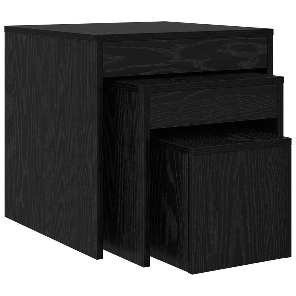 vidaXL Τραπεζάκι σαλονιού 3 τμχ. Μαύρη Οξυά 45 x 45 x 45 cm