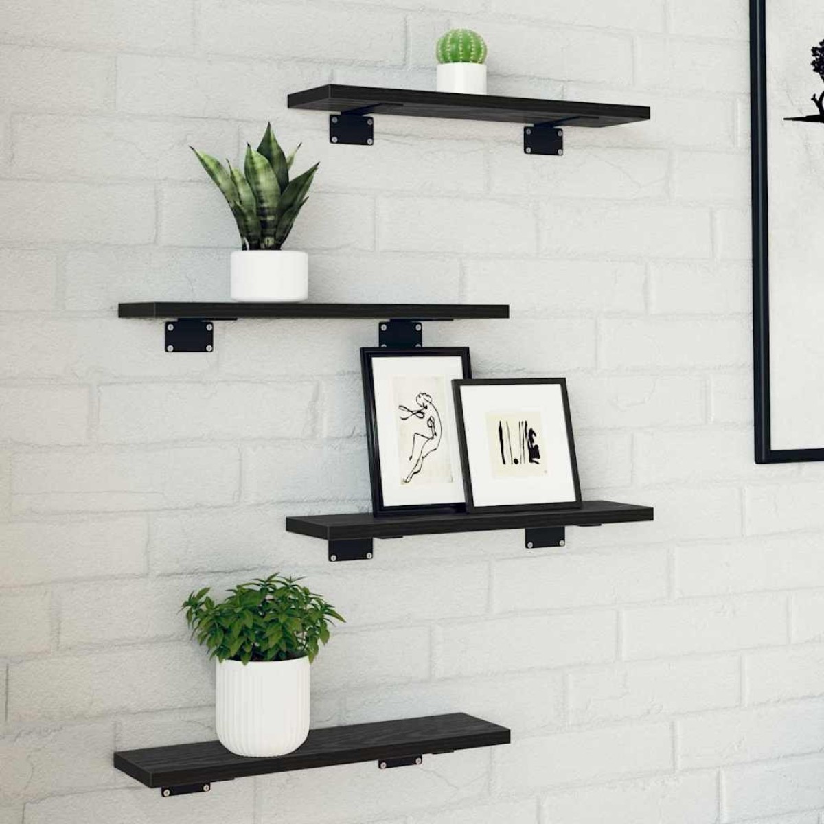 vidaXL Ράφι Βιβλίων 3 επιπέδων 4 τμχ. 40 x 10 x 1,5 cm Μαύρο