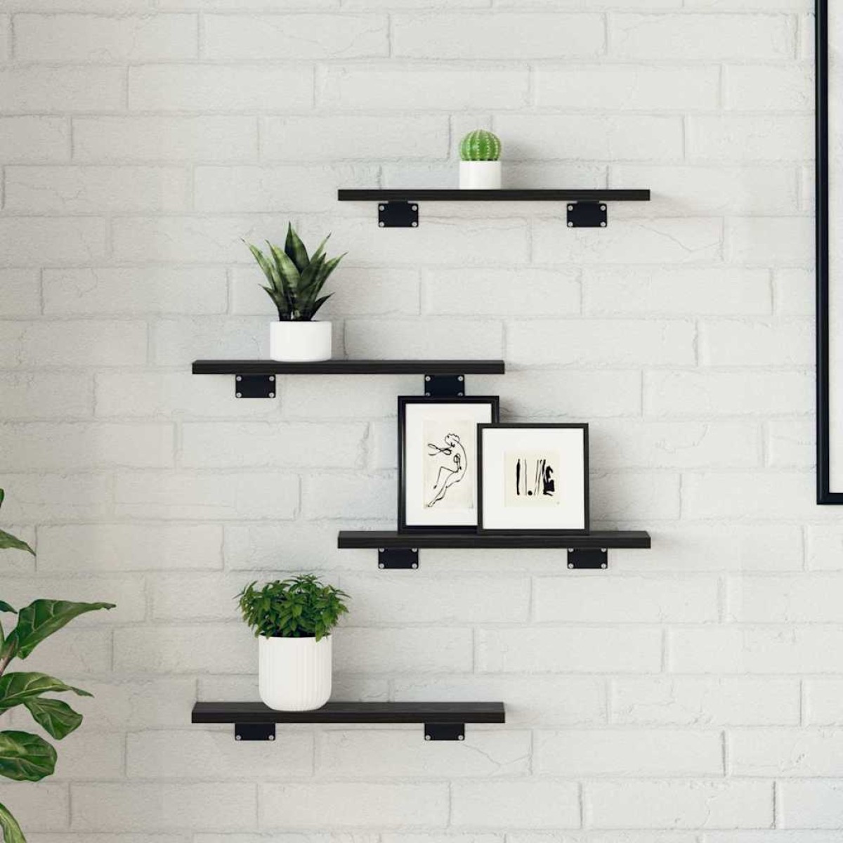 vidaXL Ράφι Βιβλίων 3 επιπέδων 4 τμχ. 40 x 10 x 1,5 cm Μαύρο