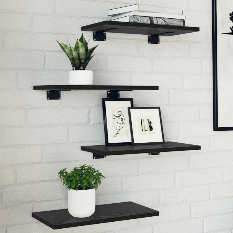 vidaXL Ράφι Βιβλίων 3 επιπέδων 4 τμχ. 40 x 20 x 1,5 cm Μαύρο