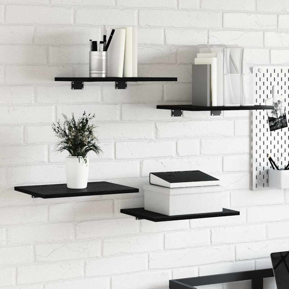 vidaXL Ράφι Βιβλίων 3 επιπέδων 4 τμχ. 40 x 30 x 1,5 cm Μαύρο
