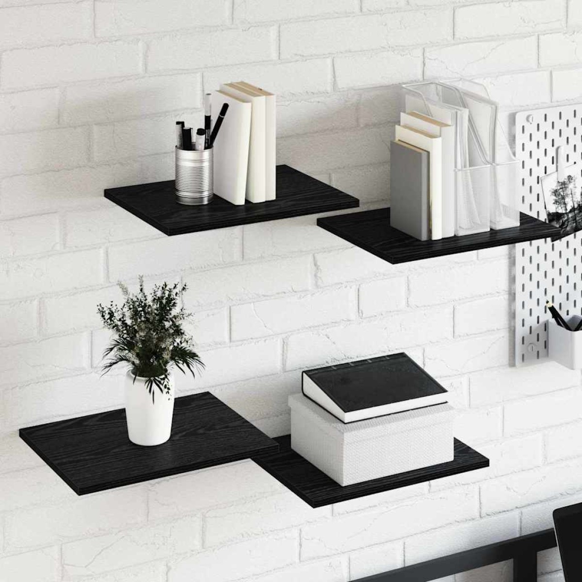 vidaXL Ράφι Βιβλίων 3 επιπέδων 4 τμχ. 40 x 30 x 1,5 cm Μαύρο