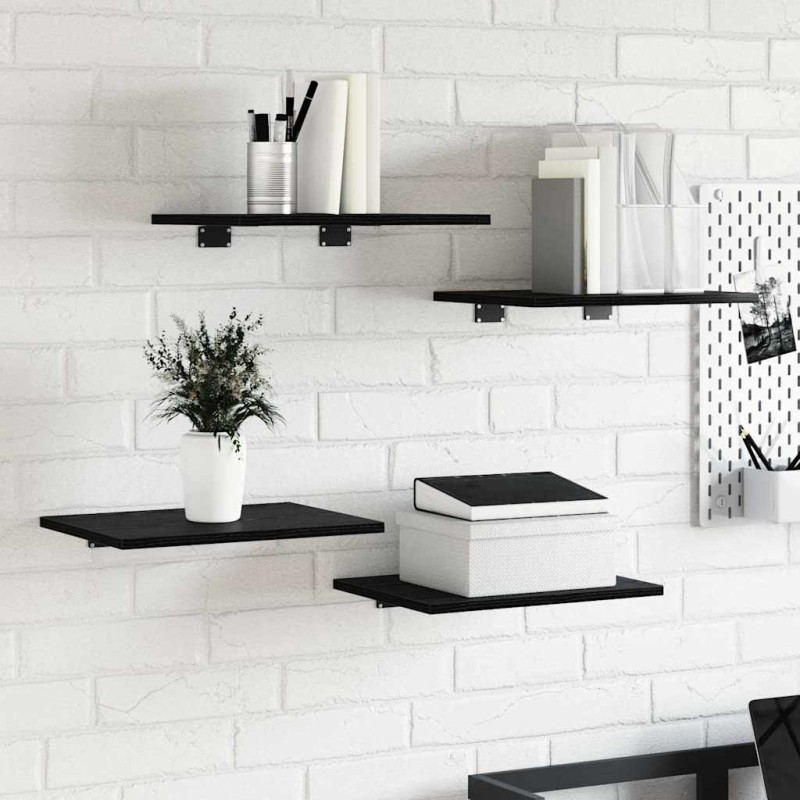 vidaXL Ράφι Βιβλίων 3 επιπέδων 4 τμχ. 40 x 30 x 1,5 cm Μαύρο