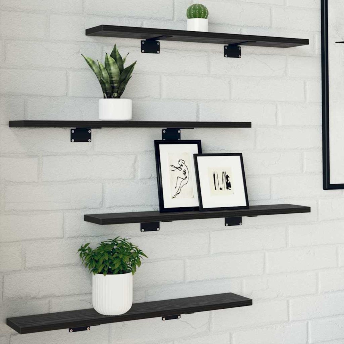 vidaXL Ράφι Βιβλίων 3 επιπέδων 4 τμχ. 60 x 10 x 1,5 cm Μαύρο