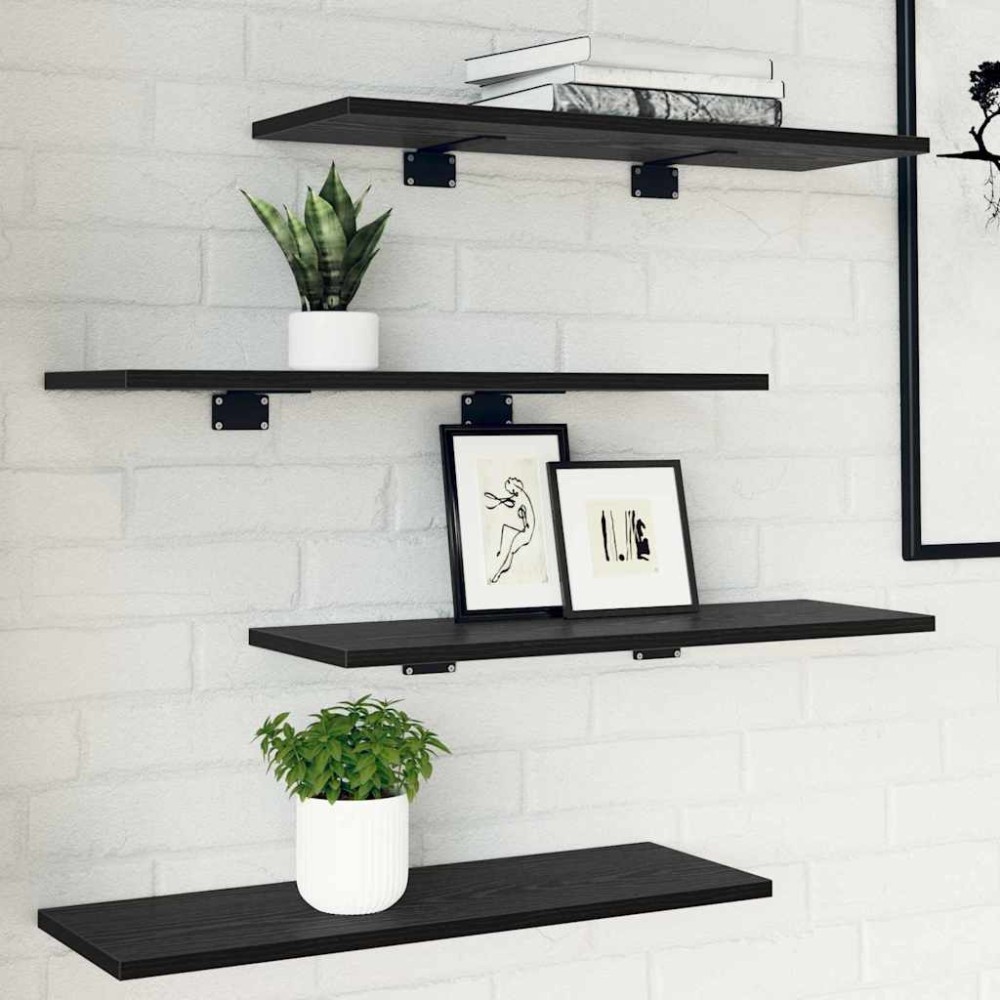 vidaXL Ράφι Βιβλίων 3 επιπέδων 4 τμχ. 60 x 20 x 1,5 cm Μαύρο
