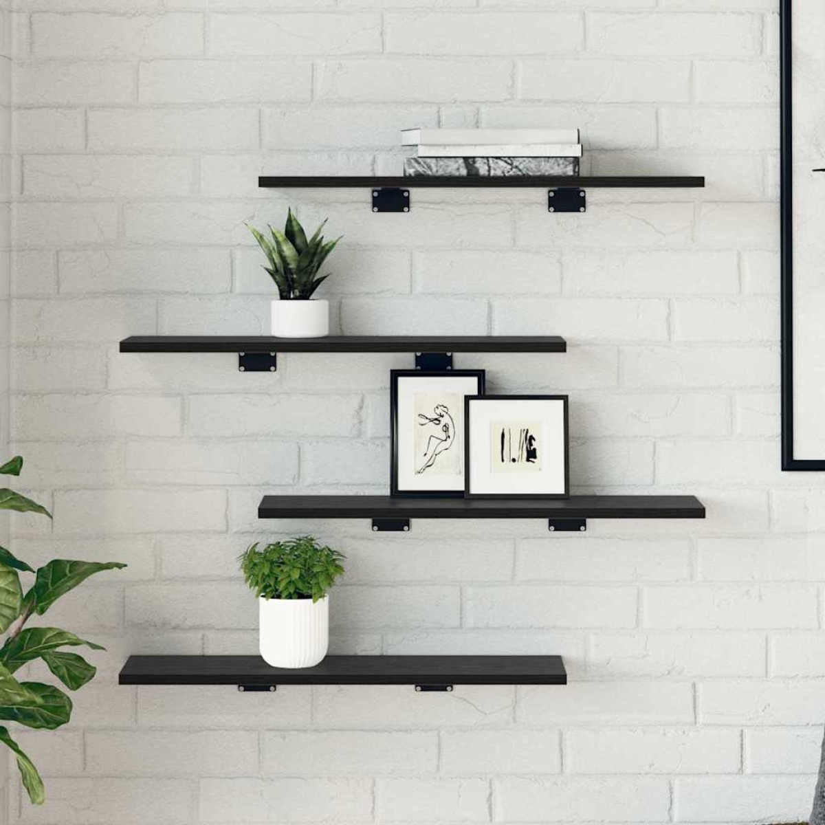 vidaXL Ράφι Βιβλίων 3 επιπέδων 4 τμχ. 60 x 20 x 1,5 cm Μαύρο