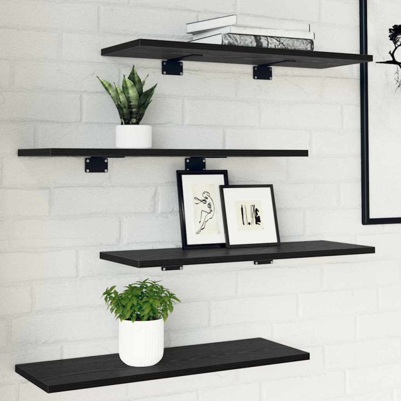 vidaXL Ράφι Βιβλίων 3 επιπέδων 4 τμχ. 60 x 20 x 1,5 cm Μαύρο