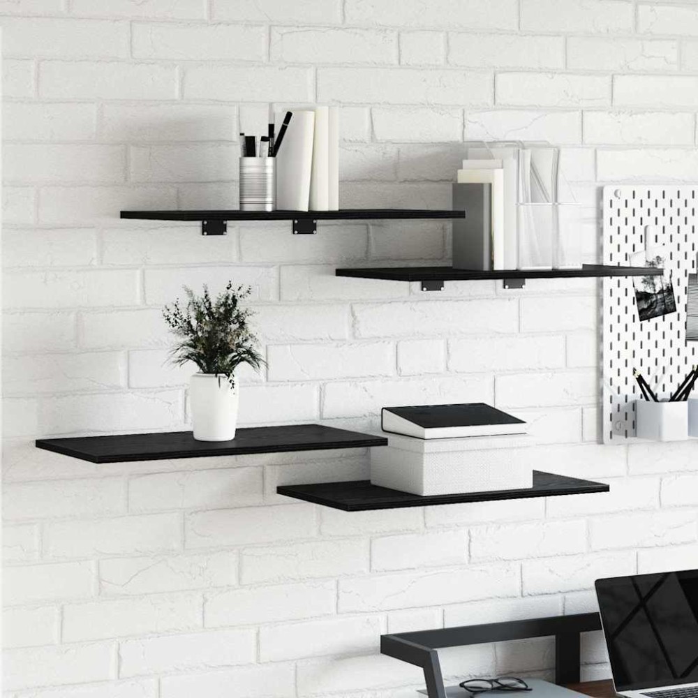 vidaXL Ράφι Βιβλίων 3 επιπέδων 4 τμχ. 60 x 30 x 1,5 cm Μαύρο