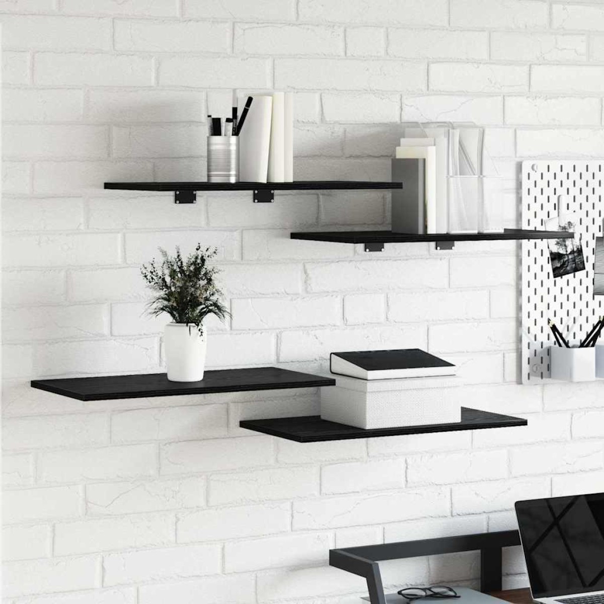 vidaXL Ράφι Βιβλίων 3 επιπέδων 4 τμχ. 60 x 30 x 1,5 cm Μαύρο