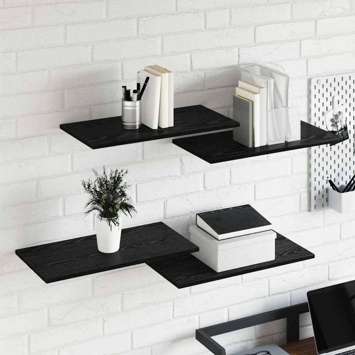 vidaXL Ράφι Βιβλίων 3 επιπέδων 4 τμχ. 60 x 30 x 1,5 cm Μαύρο
