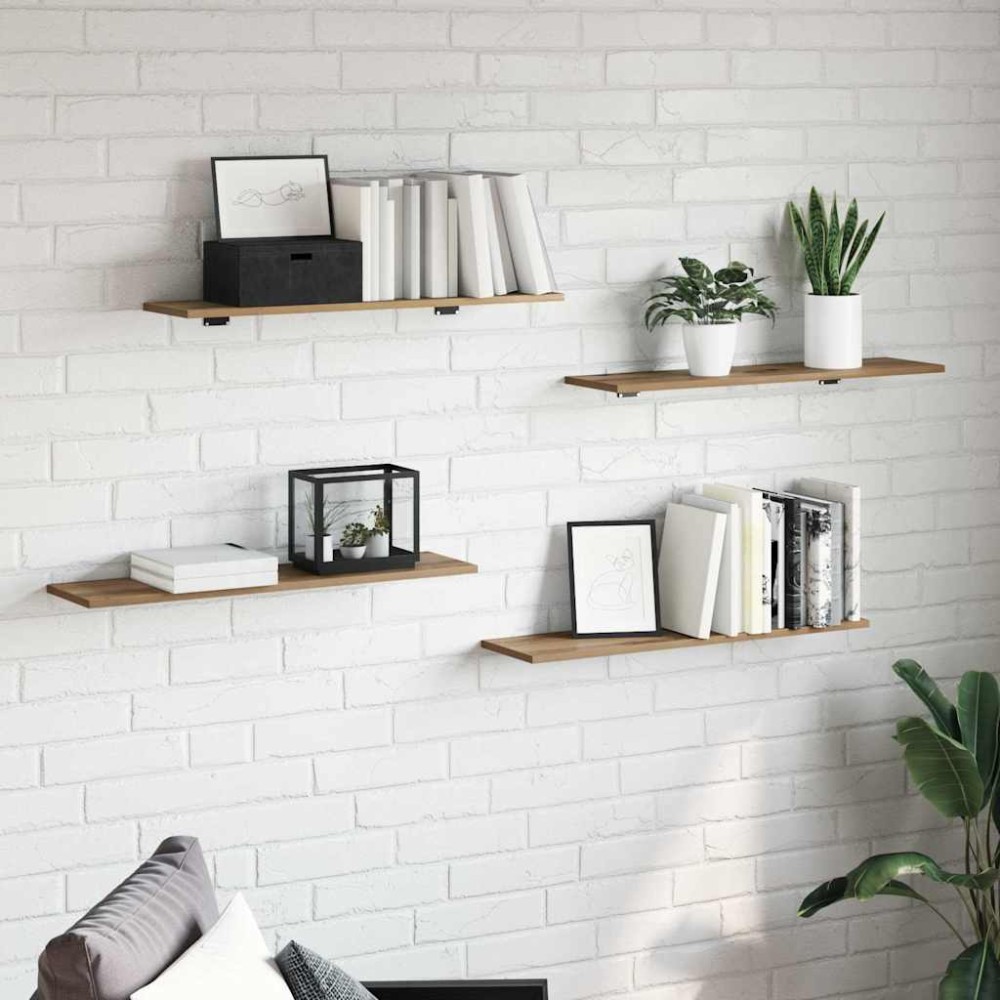 vidaXL Ράφι Βιβλίων 3 επιπέδων 4 τμχ. 80 x 20 x 1,5 cm Καφέ