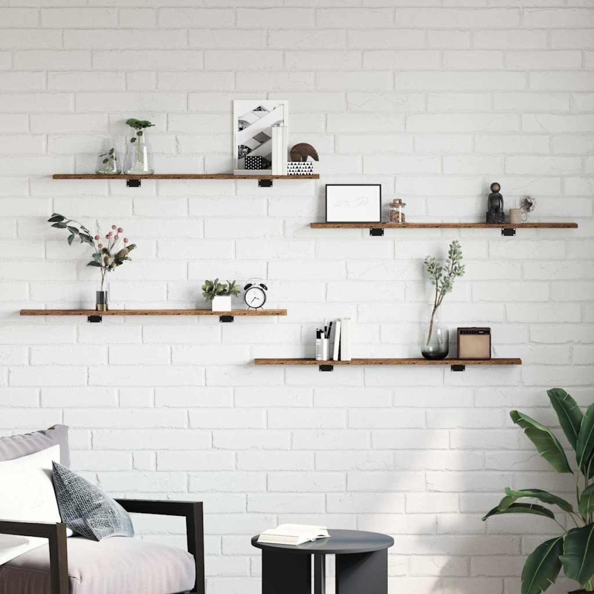 vidaXL Ράφι Βιβλίων 3 επιπέδων 4 τμχ. 100 x 10 x 1,5 cm Καφέ