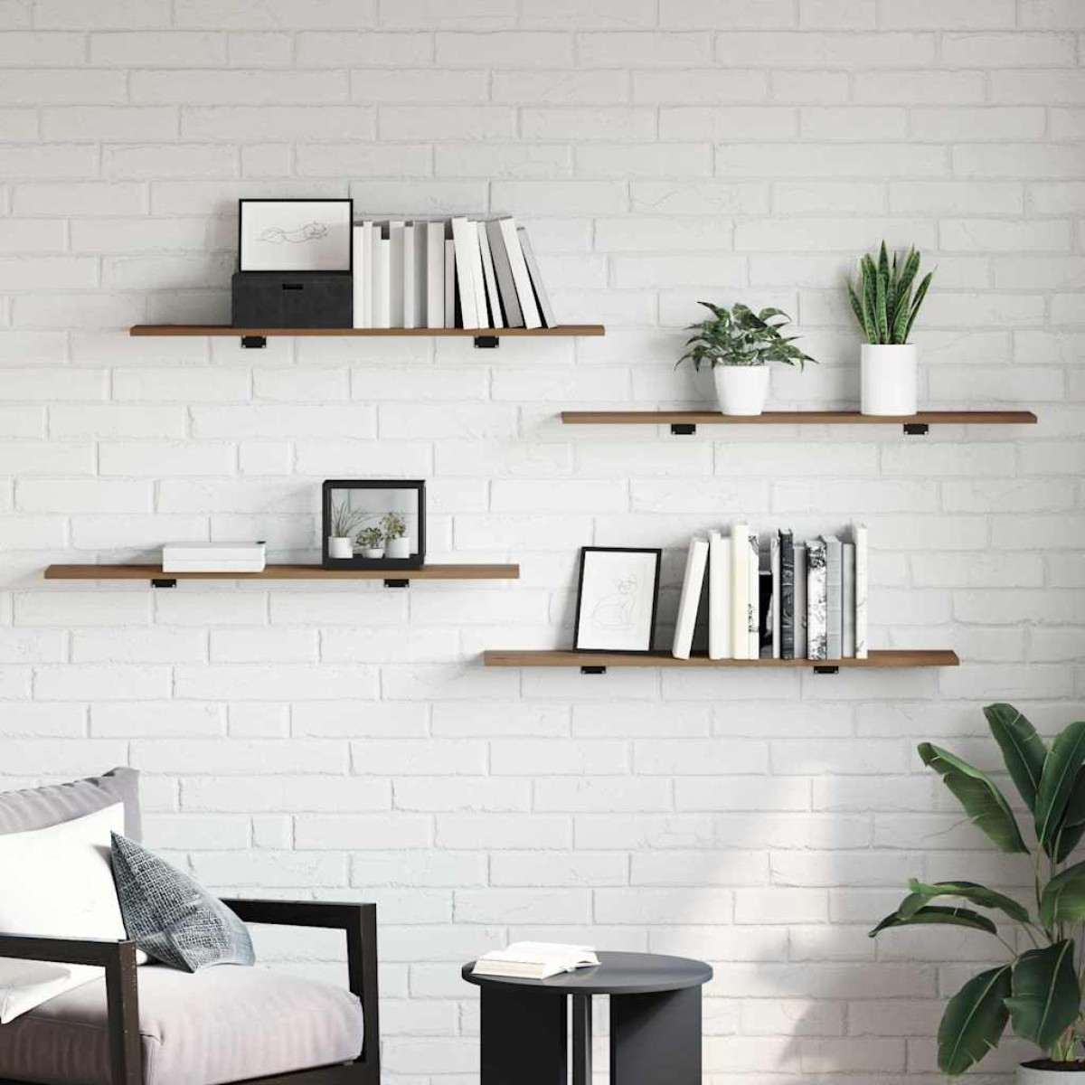 vidaXL Ράφι Βιβλίων 3 επιπέδων 4 τμχ. 100 x 20 x 1,5 cm Καφέ