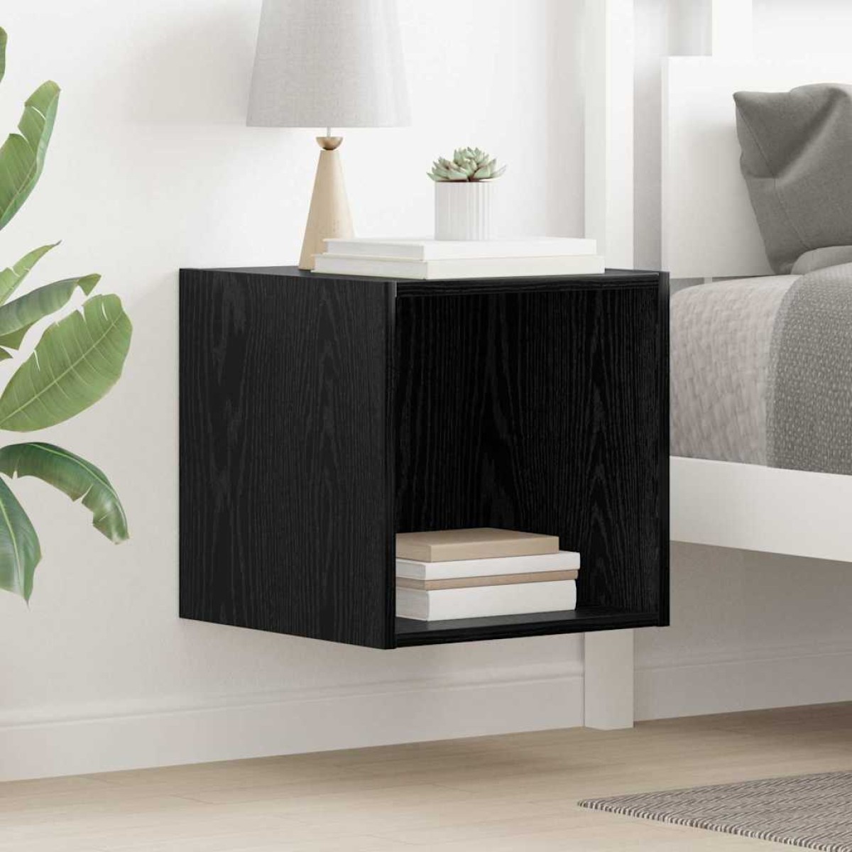 vidaXL Ντουλάπα Τοίχου Επιτοίχιο Μαύρη Οξυά 37 x 37 x 37 εκ