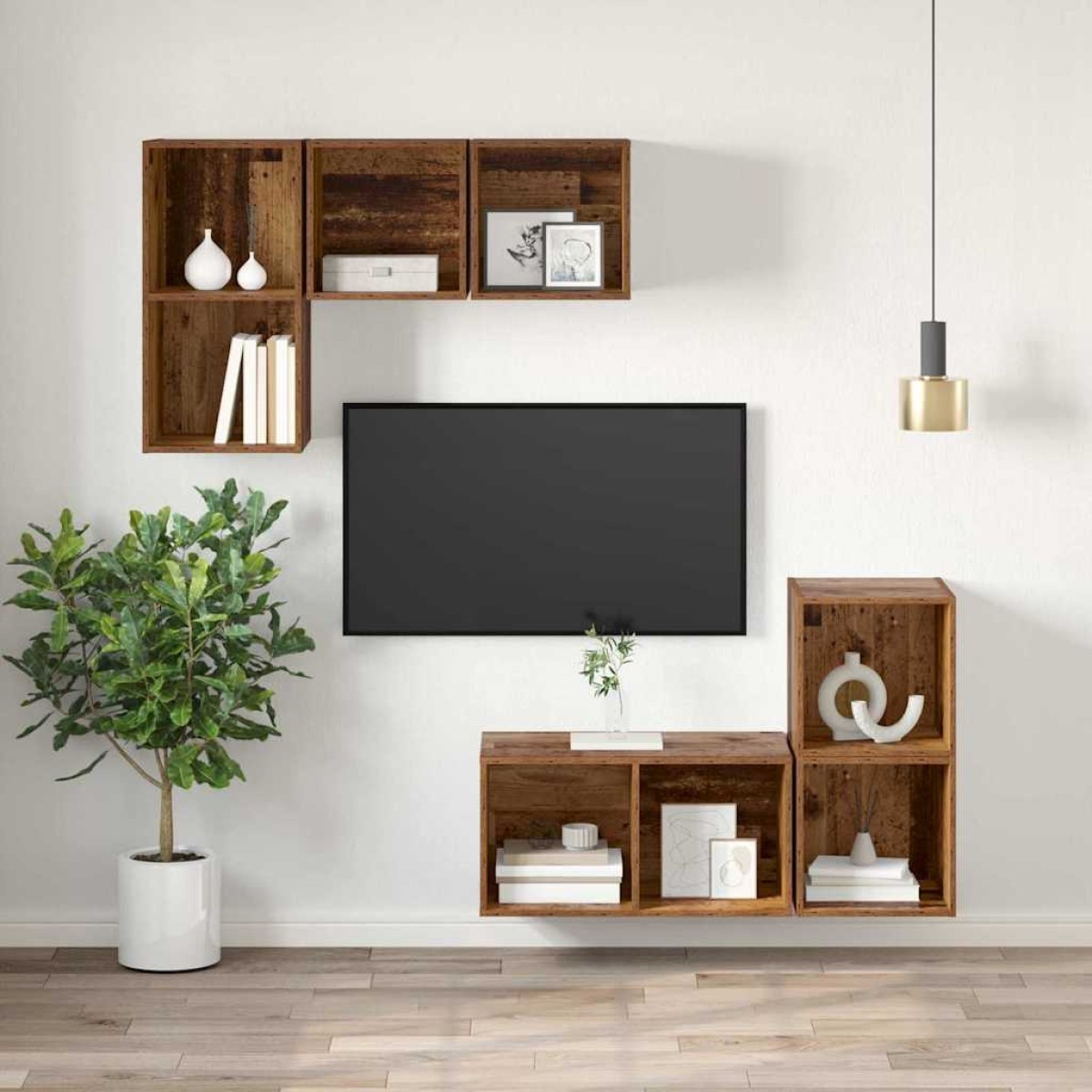 vidaXL Σετ επίπλου τηλεόρασης 37 x 37 x 72 εκ Παλιό Ξύλο