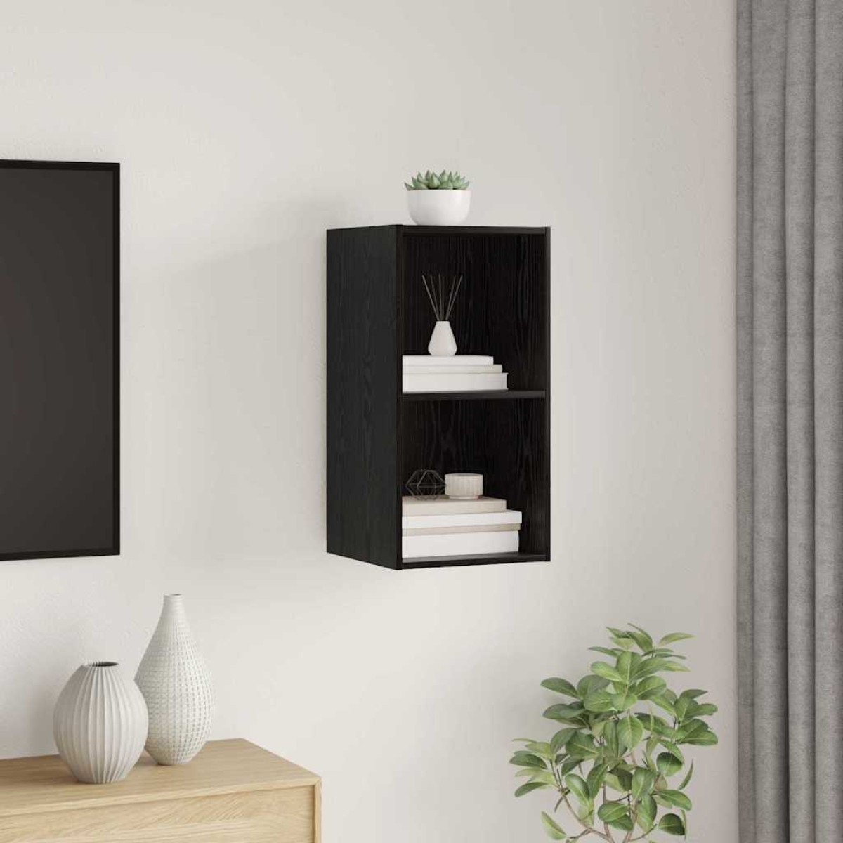 vidaXL Σετ επίπλου τηλεόρασης 37 x 37 x 72 εκ Μαύρη Οξυά