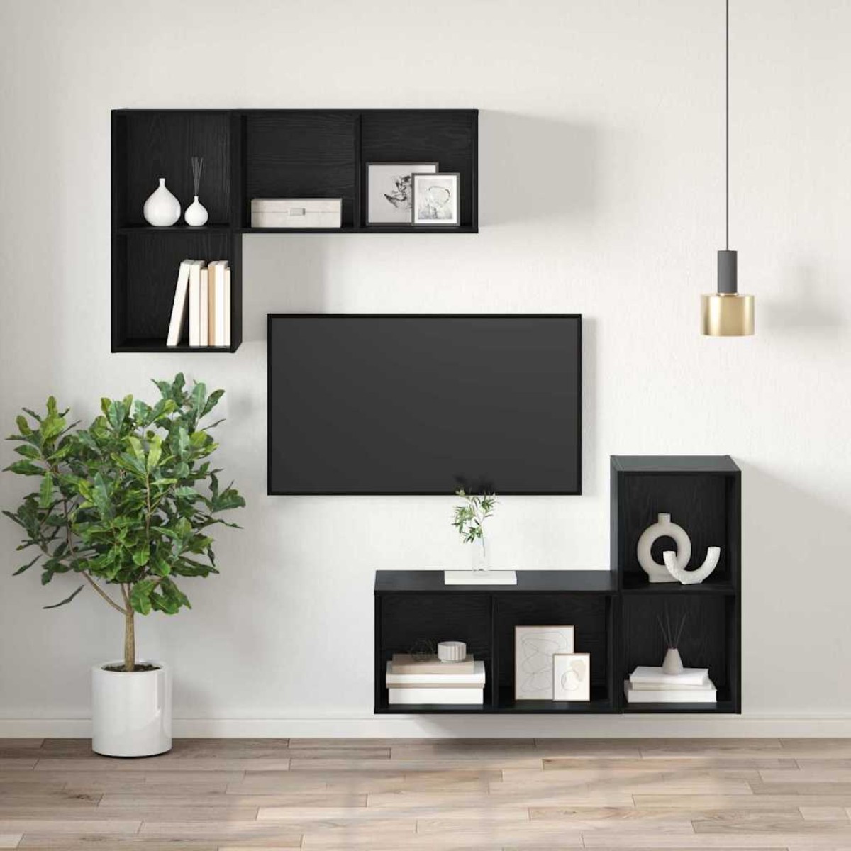 vidaXL Σετ επίπλου τηλεόρασης 37 x 37 x 72 εκ Μαύρη Οξυά