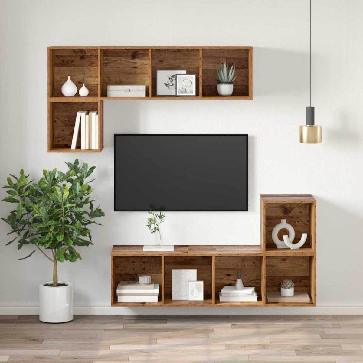 vidaXL Σετ επίπλου τηλεόρασης 37 x 37 x 107 εκ Παλιό Ξύλο