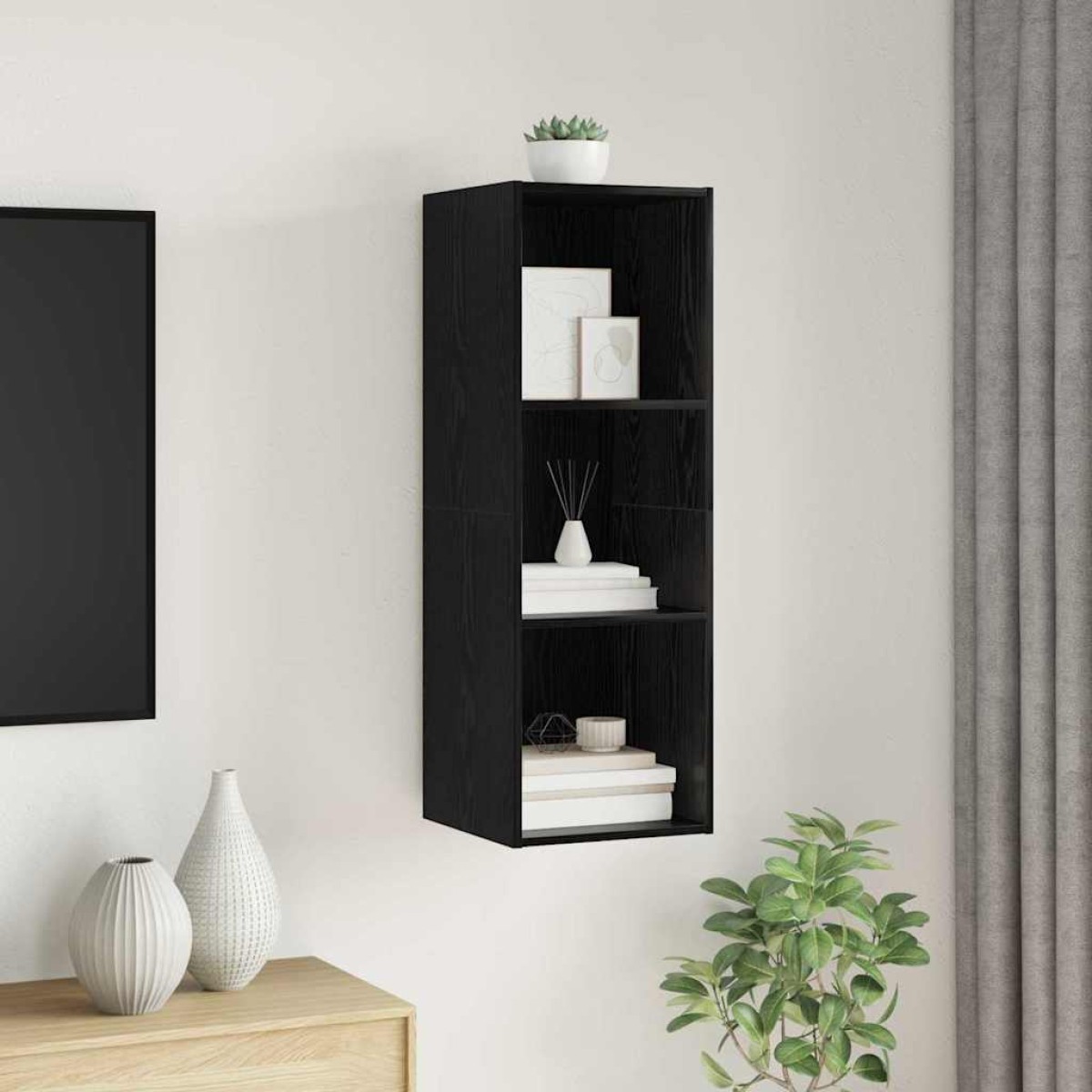 vidaXL Σετ επίπλου τηλεόρασης 37 x 37 x 107 εκ Μαύρη Οξυά