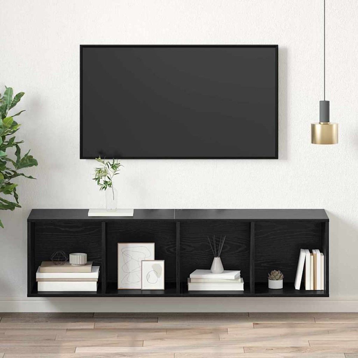 vidaXL Σετ επίπλου τηλεόρασης 37 x 37 x 142,5 εκ Μαύρη Οξυά