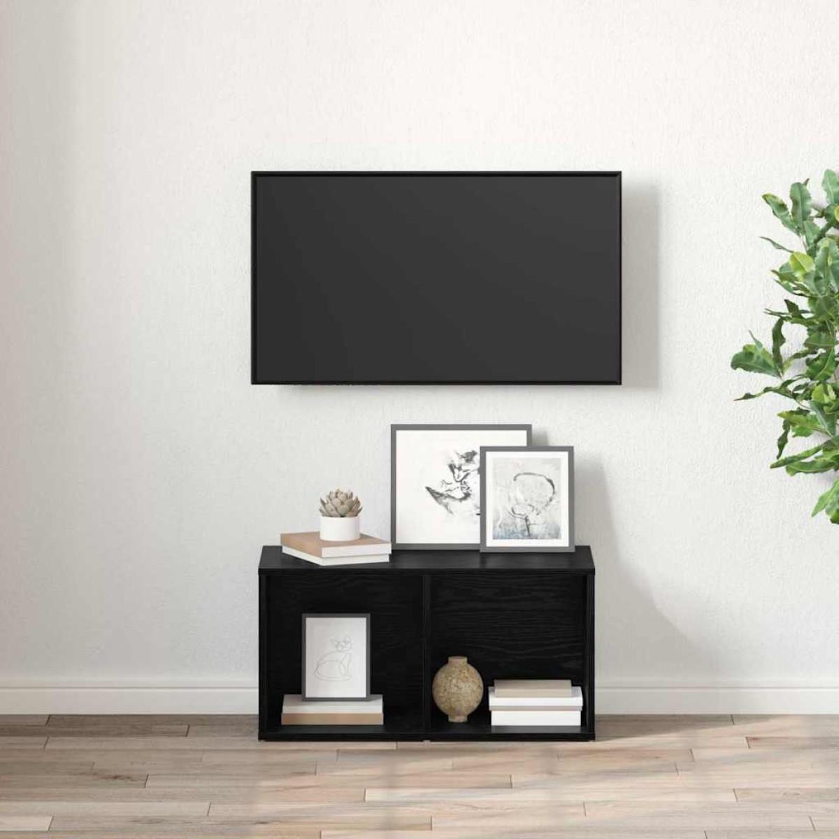 vidaXL Σετ επίπλου τηλεόρασης 72 x 35 x 37 εκ Μαύρο Επεξεργασμένο Ξύλο
