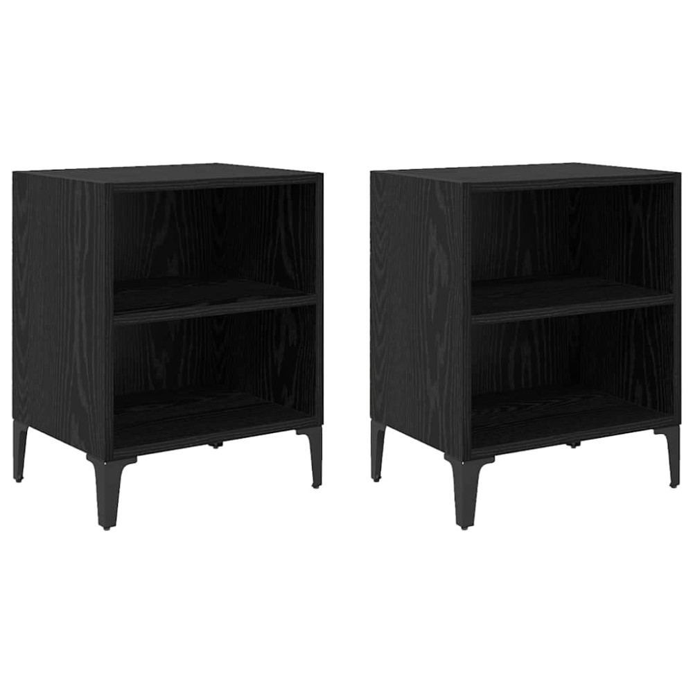 vidaXL Κομοδίνο 2 τμχ. Μαύρη Οξυά 40 x 30 x 50 cm Επεξεργασμένο Ξύλο