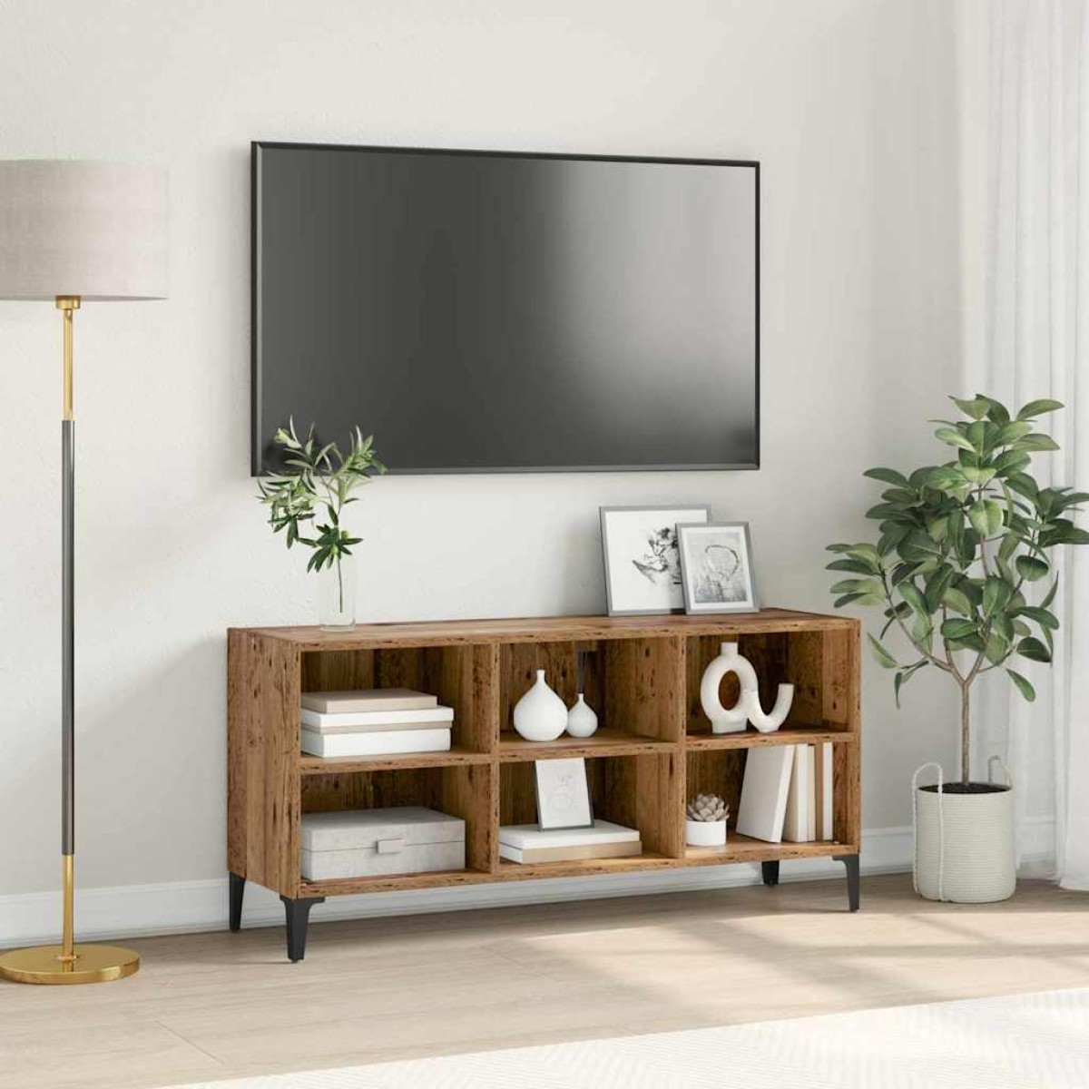 vidaXL Σετ επίπλου τηλεόρασης Επιτοίχιο Καφέ 103,5 x 30 x 50 εκ