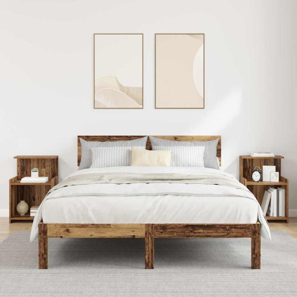 vidaXL Κομοδίνο 2 τμχ. Παλιό ξύλο 40 x 35 x 60 εκ. Επεξεργασμένο Ξύλο