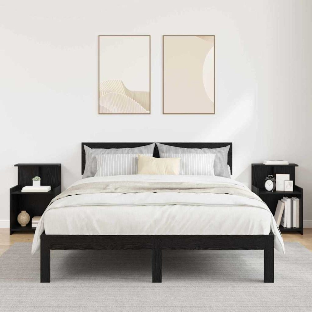 vidaXL Κομοδίνο 2 τμχ. Μαύρη Οξυά 40 x 35 x 60 εκ. Επεξεργασμένο Ξύλο