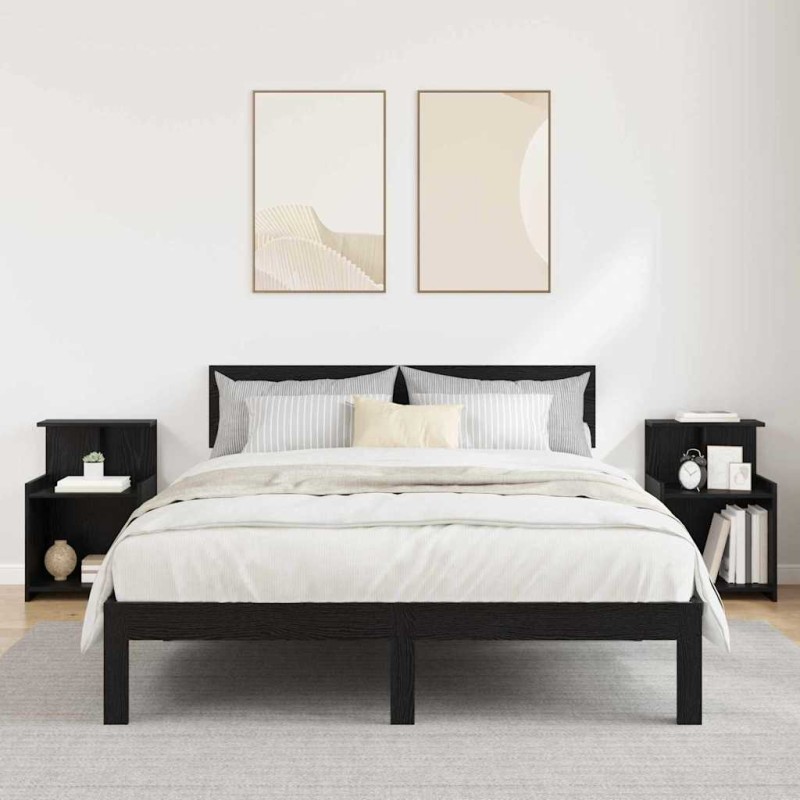 vidaXL Κομοδίνο 2 τμχ. Μαύρη Οξυά 40 x 35 x 60 εκ. Επεξεργασμένο Ξύλο