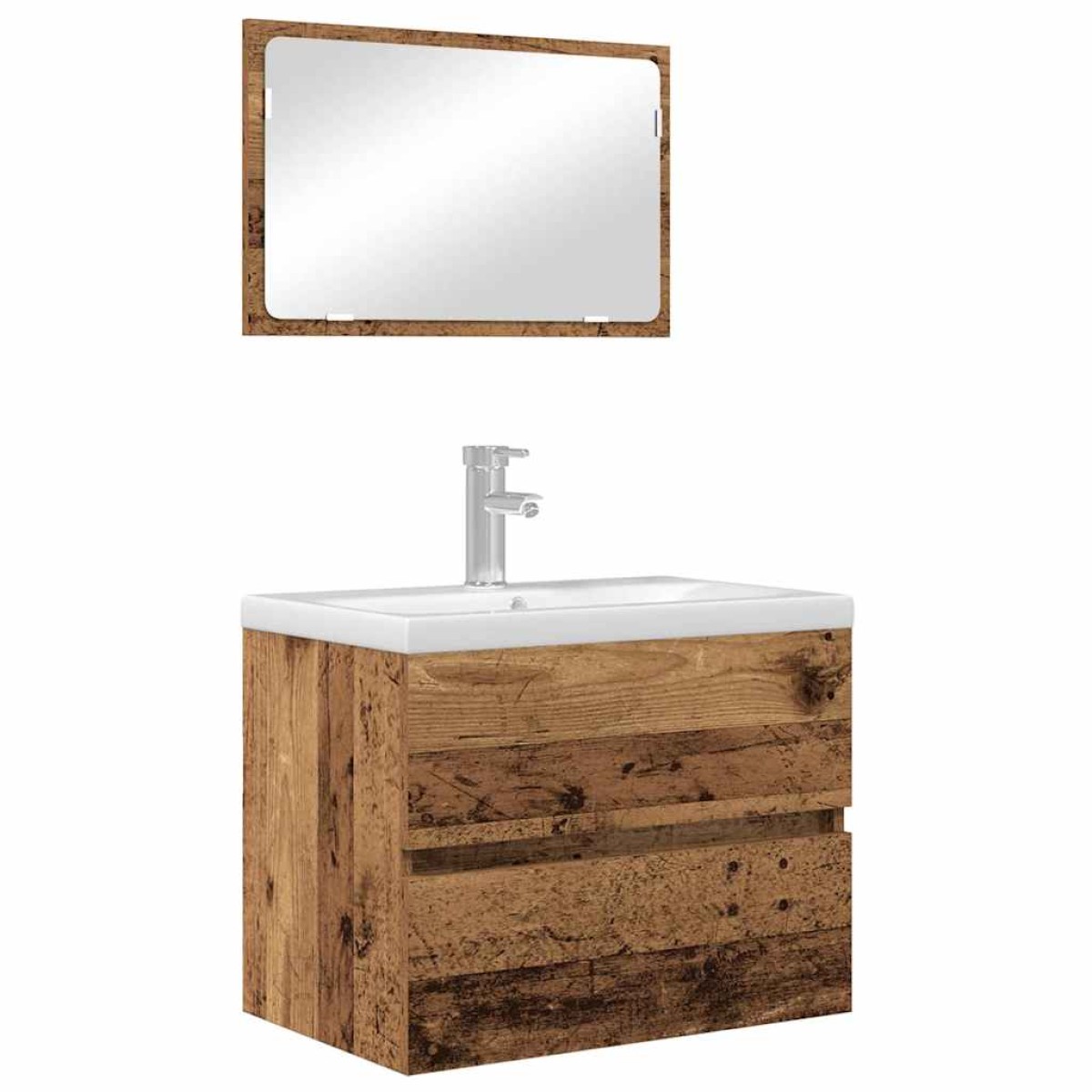 vidaXL Σετ Επίπλων Μπάνιου 2 τμχ. Παλιό Ξύλο 57 x 37 x 45 εκ.