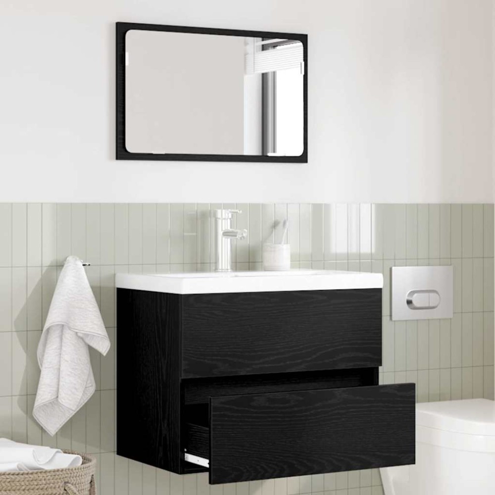 vidaXL Σετ Επίπλων Μπάνιου 2 τμχ. Μαύρη Οξυά 57 x 37 x 45 εκ.
