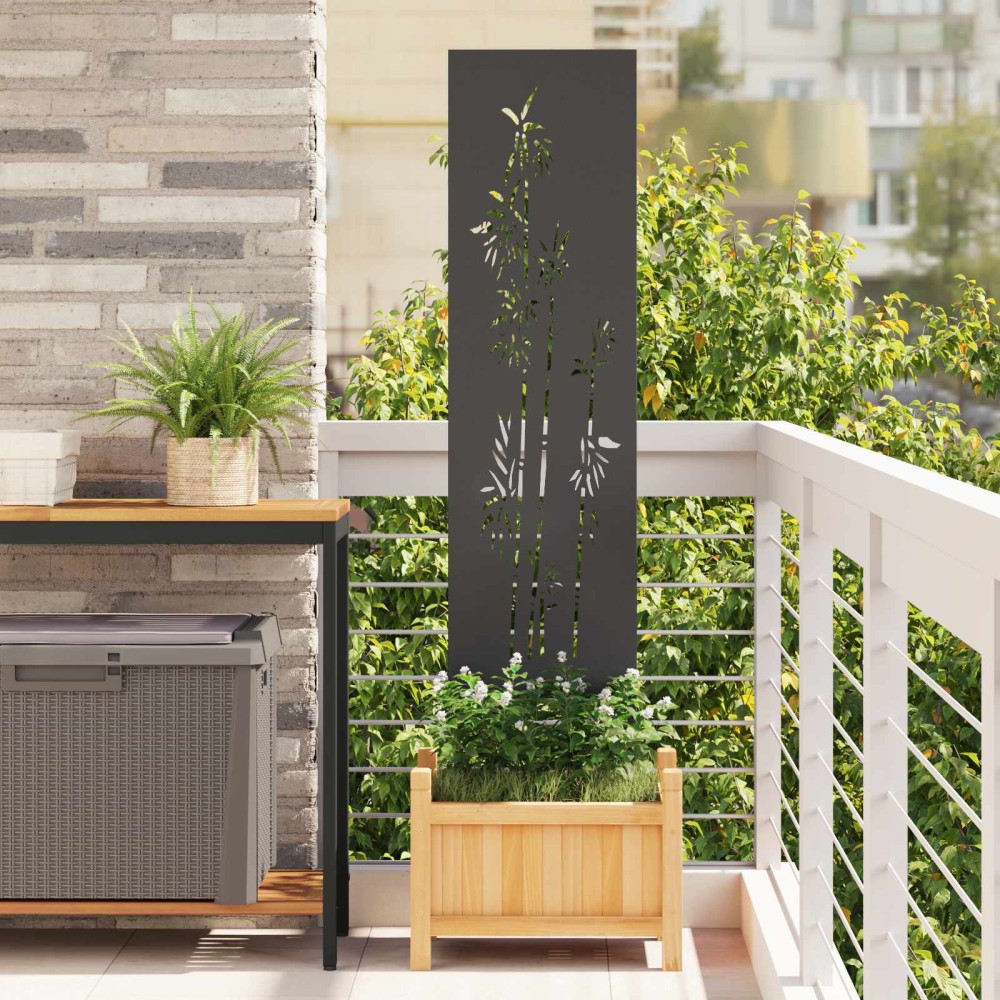vidaXL Οθόνη Ιδιωτικότητας Κήπου Floral Μαύρο 32 χ 140 εκ