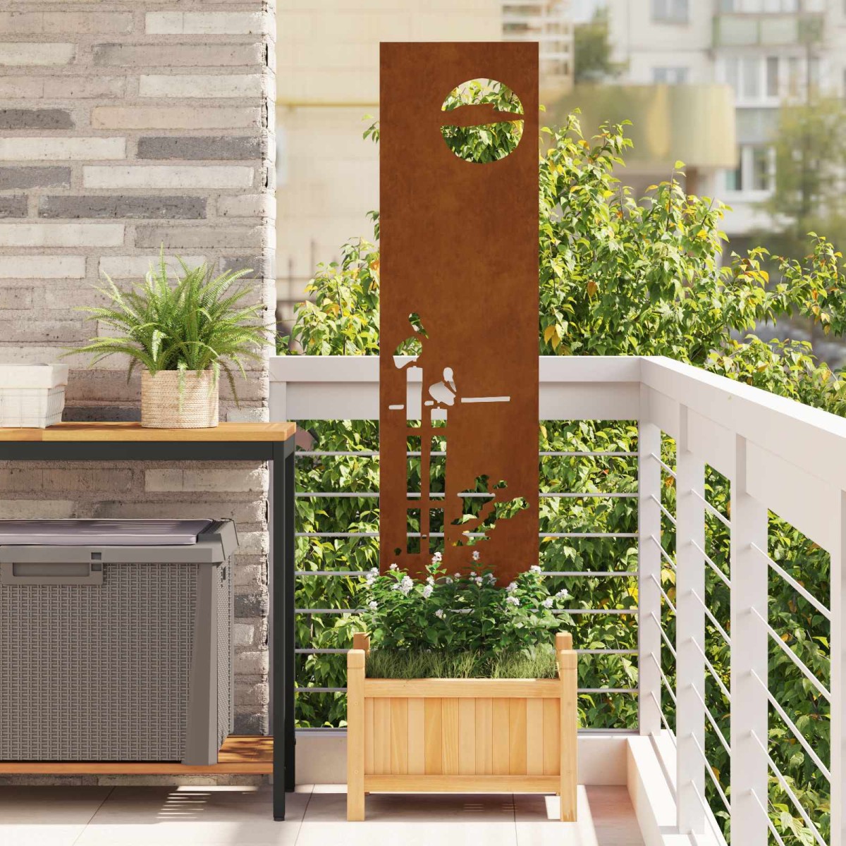 vidaXL Οθόνη Ιδιωτικότητας Κήπου Σκ rusty 32 χ 140 εκ