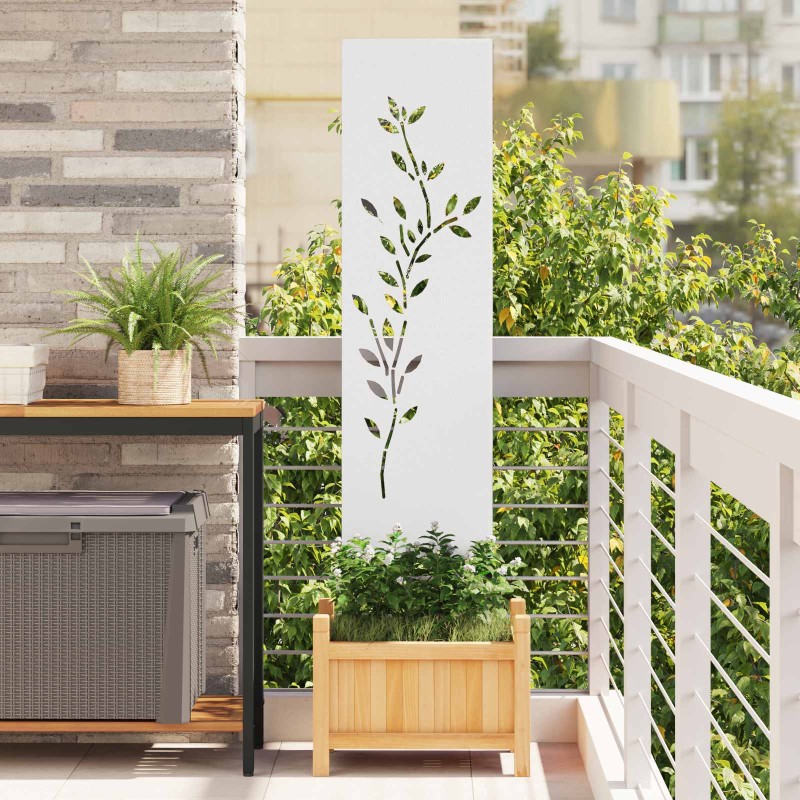 vidaXL Οθόνη Ιδιωτικότητας Κήπου Floral Λευκό 32 χ 140 εκ