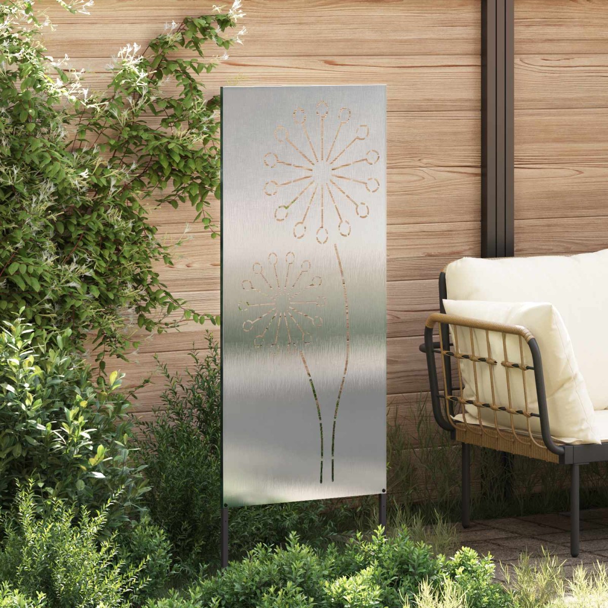 vidaXL Οθόνη Ιδιωτικότητας Κήπου Ασημί 50 x 140 εκ Ανοξείδωτο ατσάλι
