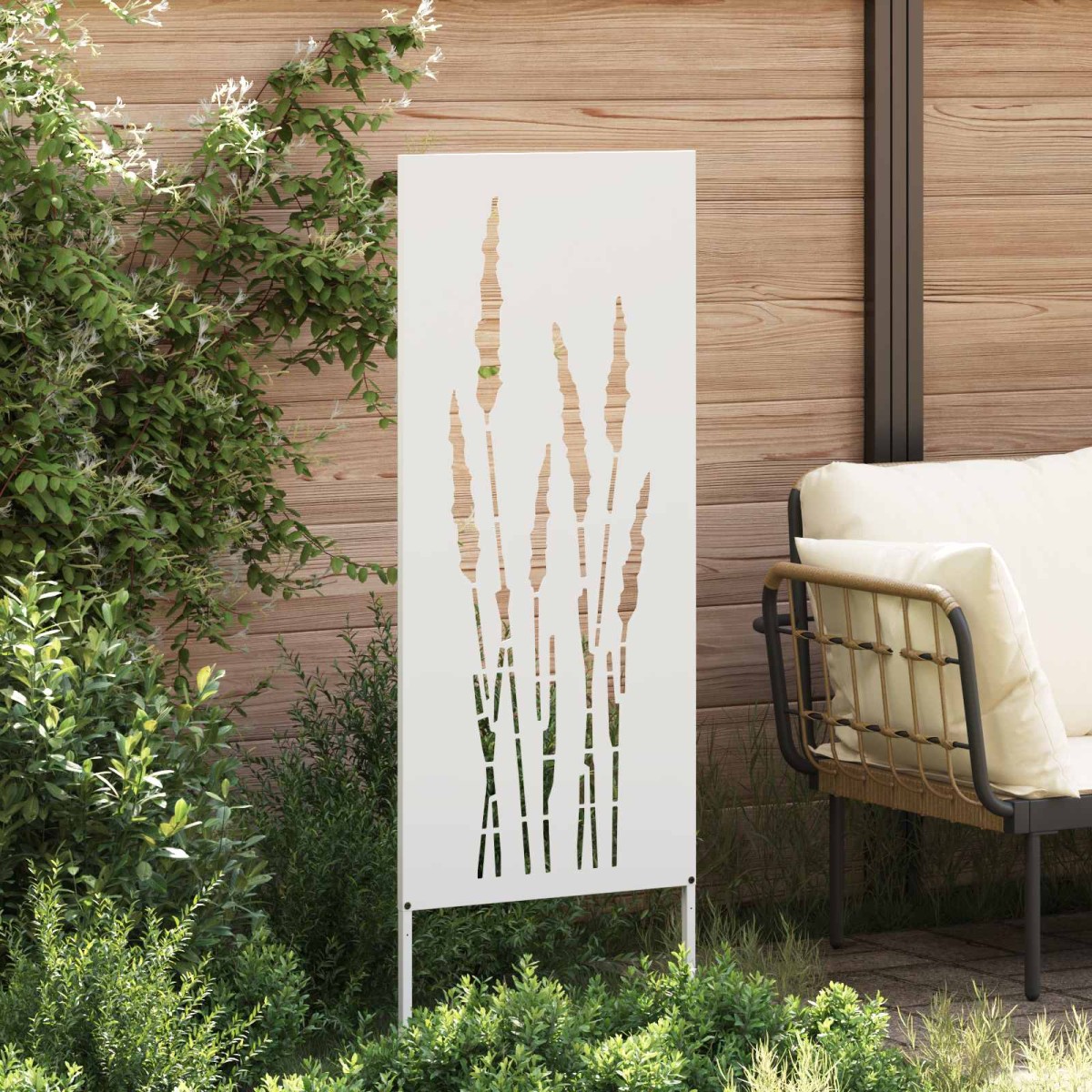 vidaXL Οθόνη Ιδιωτικότητας Κήπου Floral Λευκό 50 x 140 εκ