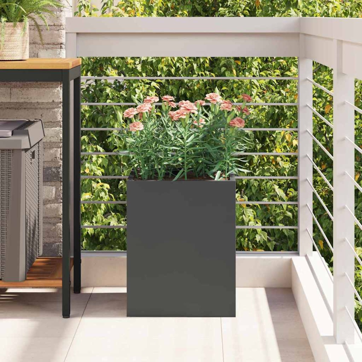vidaXL Γλάστρα Κήπου Μαύρο 32 x 32 x 40 εκ. Ψυχρής έλασης χάλυβας
