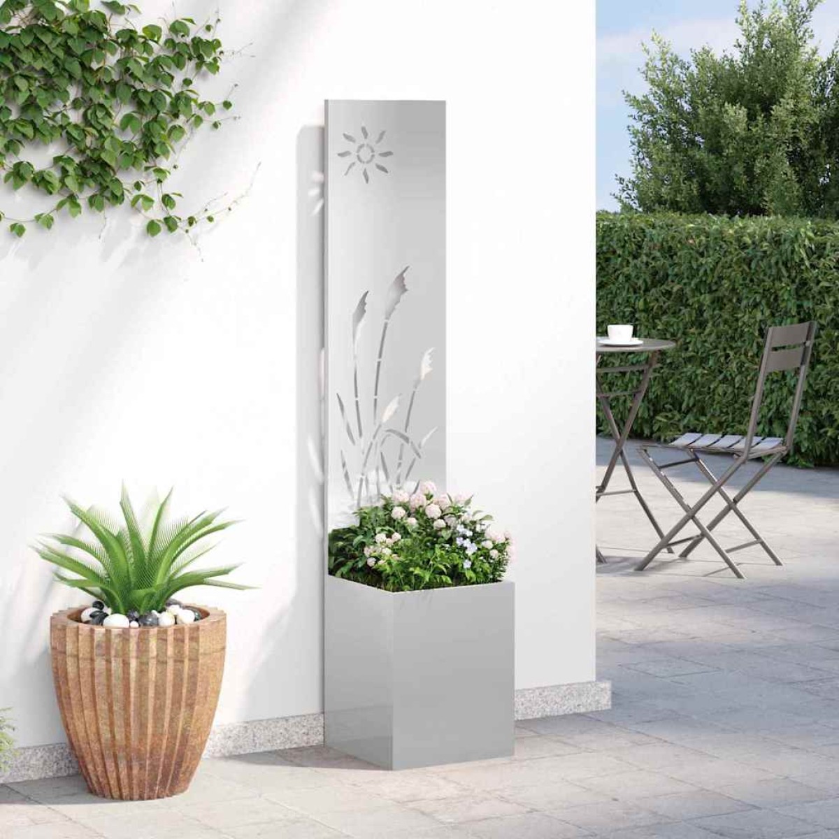 vidaXL Οθόνη Ιδιωτικότητας Κήπου Ασημί 32 x 32 x 150 εκ