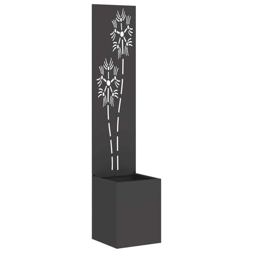 vidaXL Οθόνη Ιδιωτικότητας Κήπου Floral Μαύρο 32 x 32 x 150 εκ