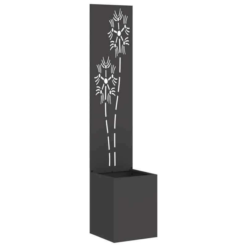 vidaXL Οθόνη Ιδιωτικότητας Κήπου Floral Μαύρο 32 x 32 x 150 εκ