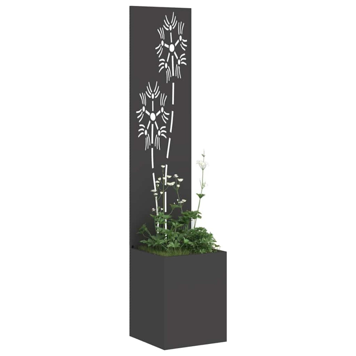 vidaXL Οθόνη Ιδιωτικότητας Κήπου Floral Μαύρο 32 x 32 x 150 εκ