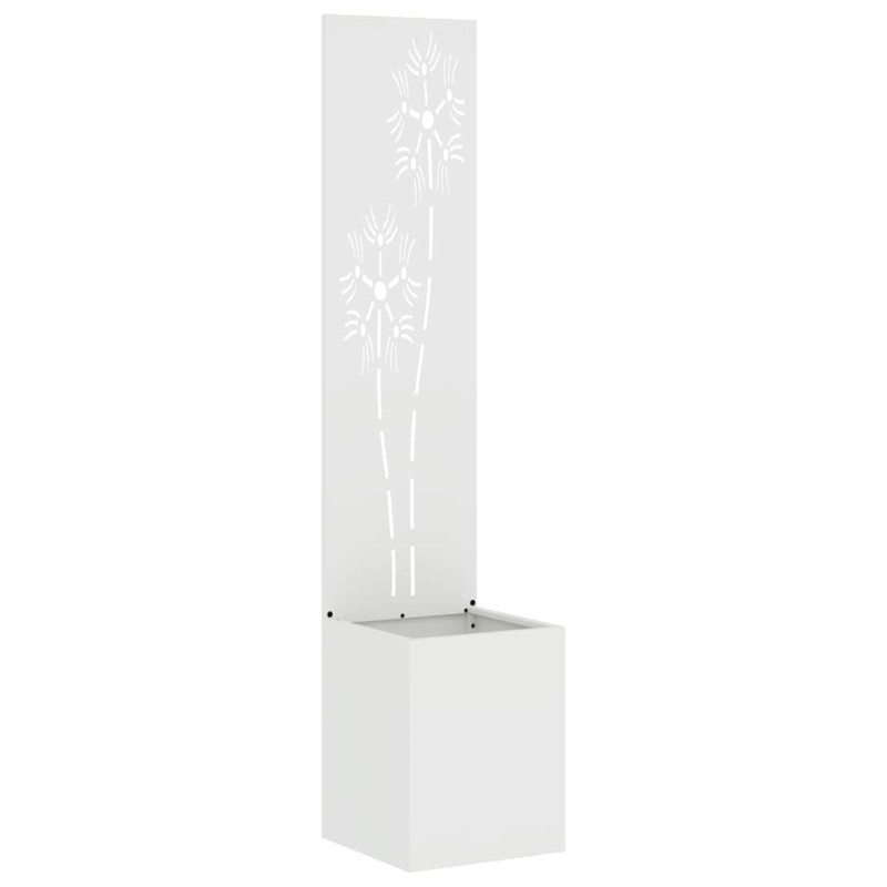 vidaXL Οθόνη Ιδιωτικότητας Κήπου Floral Λευκό 32 x 32 x 150 εκ