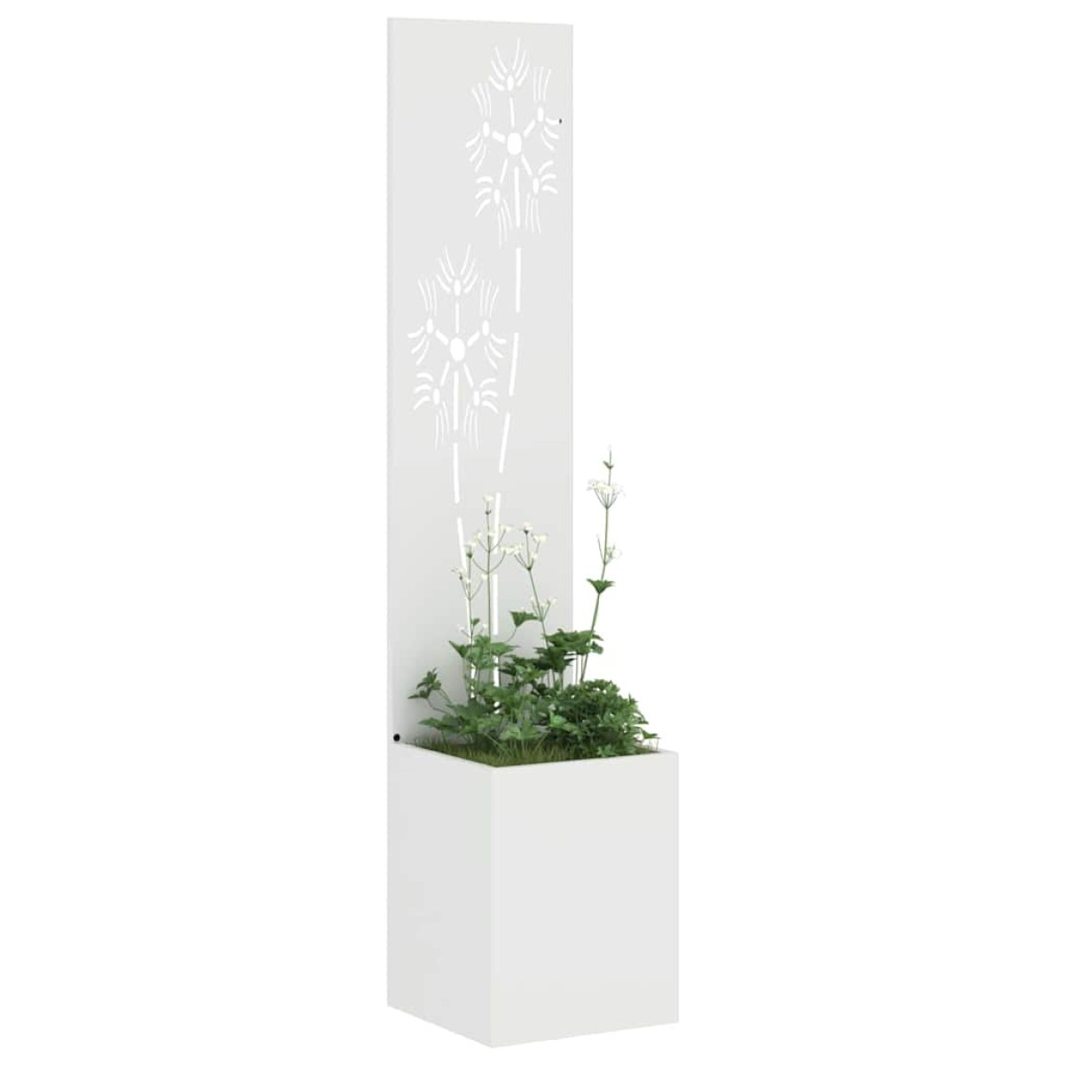 vidaXL Οθόνη Ιδιωτικότητας Κήπου Floral Λευκό 32 x 32 x 150 εκ
