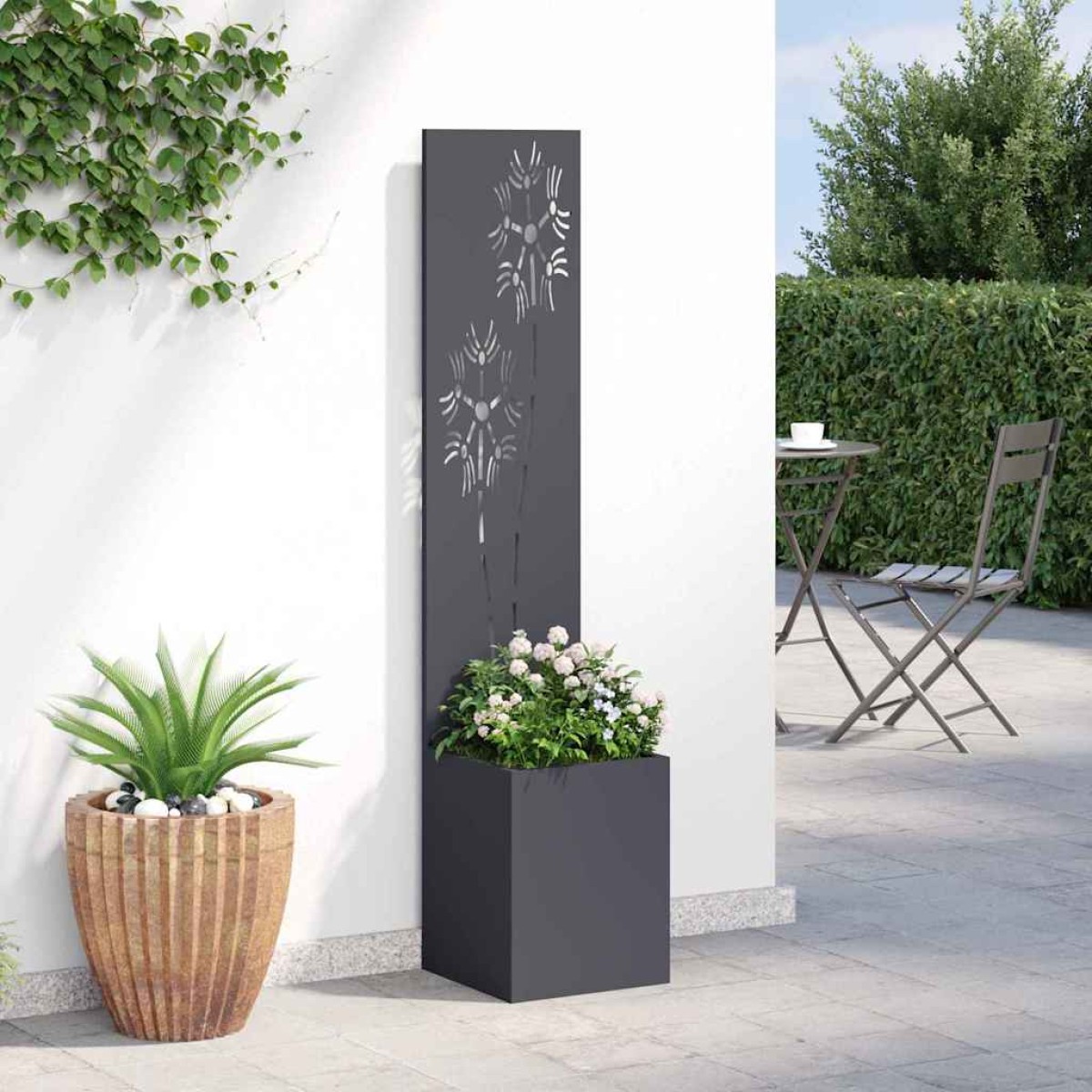 vidaXL Οθόνη Ιδιωτικότητας Κήπου Floral Ανθρακί 32 x 32 x 150 εκ