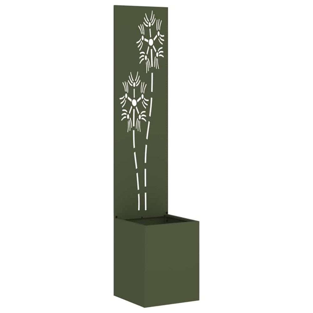 vidaXL Οθόνη Ιδιωτικότητας Κήπου Floral Λαδί 32 x 32 x 150 εκ