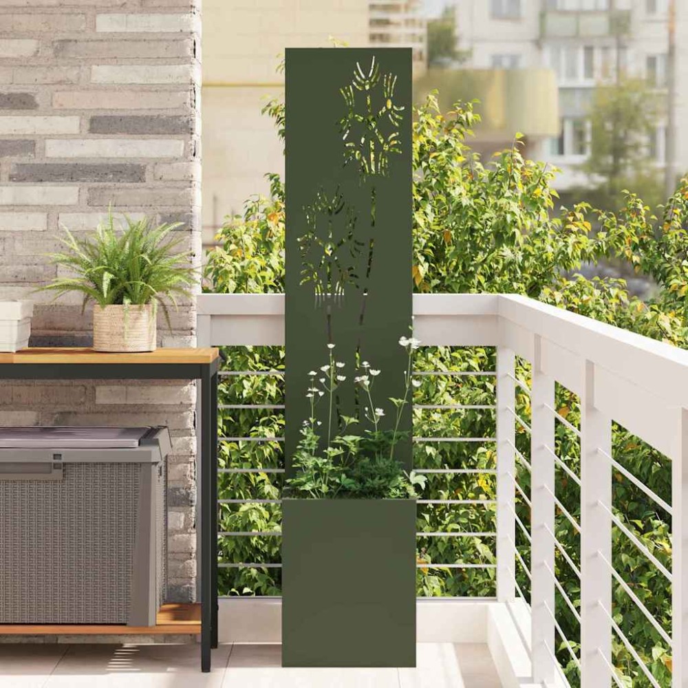 vidaXL Οθόνη Ιδιωτικότητας Κήπου Floral Λαδί 32 x 32 x 150 εκ