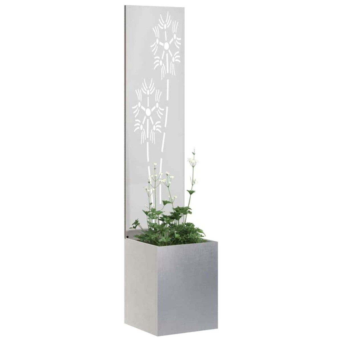 vidaXL Οθόνη Ιδιωτικότητας Κήπου Floral Ασημί 32 x 32 x 150 εκ